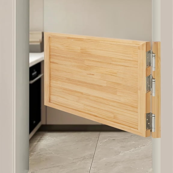 Swinging Cafe Door 35.4" x 23.6" Pine Wood Saloon Door Half Door Partition Doorways Bar Barn Door Auto Close for Kitchen Bathroom Hallway (Wood Color)