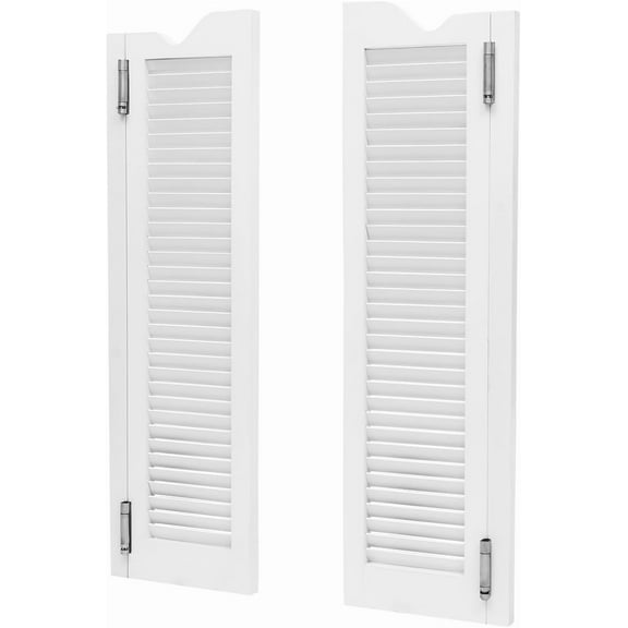 Swinging Door Cafe Doors, W24xH42.1in Wooden Half Saloon Door with 4 Metal Hinges, Double Entrance Partition for Kitchen Bar Cellar Porch Barn, White