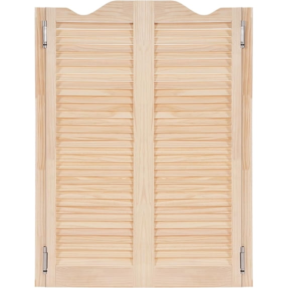 Swinging Door Cafe Doors, W31.9xH42.1in Wooden Half Saloon Door with 4 Metal Hinges, Double Entrance Partition for Kitchen Bar Cellar Porch Barn, Wood Color