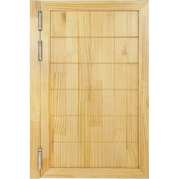 Swinging Door Half Waist Door, Thick Pine Wood Swinging Door with Hinges Hardware, Entrance Counter Door for Hallway Kitchen Doorway Bar, Auto Close (Log Color, 23.6 x 35.4 in)