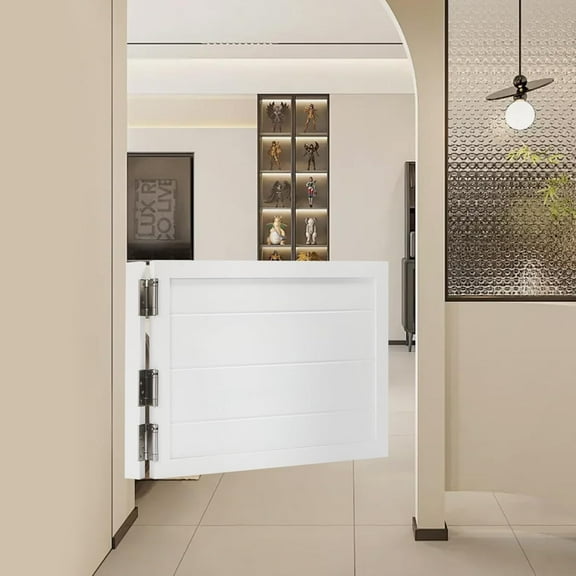 Swinging Door, Retro Cafe Solid Wood Swing Door Hard and Sturdy Dutch Door with Hinges for Fence, Partition, Bar, White 35.4 X 23.6 Inches