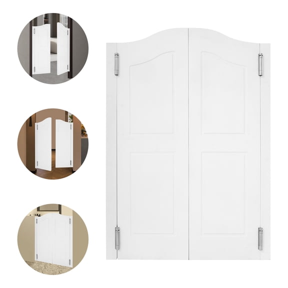 Swinging Door, Wood Cafe Door, Modern Porch Entrance Half Door for House Kitchen Partition Doorways Bar with Hardware,(White, Dual-Door, 30x42inch)