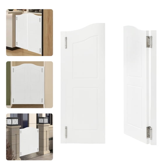 Swinging Door Wood Cafe Door Modern Saloon Porch Entrance Half Doors for House Kitchen Partition Doorways Bar with Hardware (White Dual-Door 36x42in)