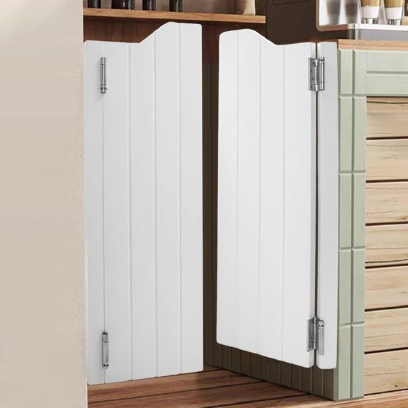 Swinging Doors Cafe Doors, Cafe Saloon Doors, Interior Wood Door Swing Door with Metal Hinges, Bar Saloon Swinging Doors for Kitchen Stairs Bedroom Entrance Partition (White B, 29.92x41.93in)