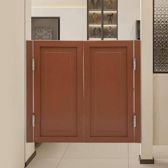Swinging Doors Cafe Doors, Interior Solid Wood Swing Door with Metal Hinges, Cafe Saloon Doors, Bar Saloon Swinging Doors for Kitchen Stairs Bedroom Entrance Partition (Brown, 35.43" x 35.43")