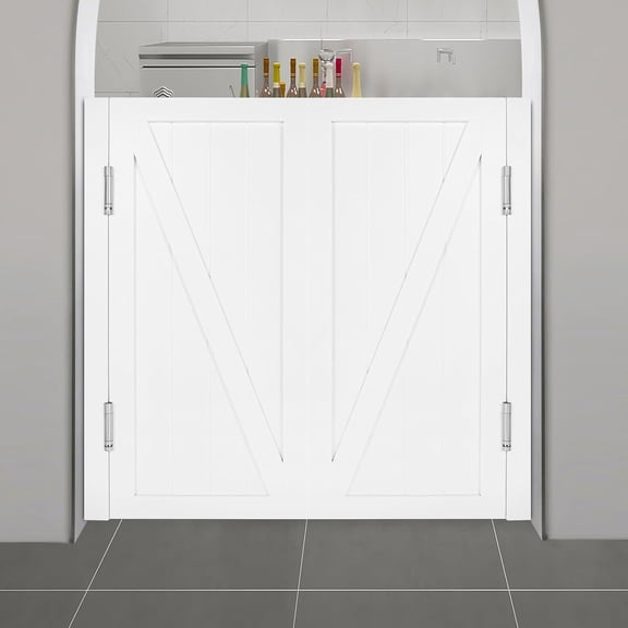 Swinging Doors Cafe Doors, Interior Wood Swing Door, Saloon Cafe Doors, Auto Close Swinging barn Door Swinging Door, Bar Porch Entrance Counter (White, 39.4 * 35.43in)