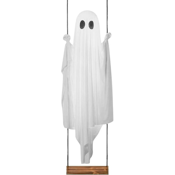 Swinging Ghost Outdoor Decor, 3.3 Ft Hanging Ghosts Halloween Decor with Remote Control, Ghosts on a Swing Decoration, Scary Party Outside for Front Door, Porch, Garden, Yard, Tree(No light)