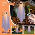 thumbnail image 1 of Swinging Ghost Outdoor Decor Hanging Swing Ghost with String Lights Ghost on a Swing Halloween Decorations Indoor Outdoor Large Scary Hanging Glowing Ghost with Remote Control for Porch Yard Tree, 1 of 6