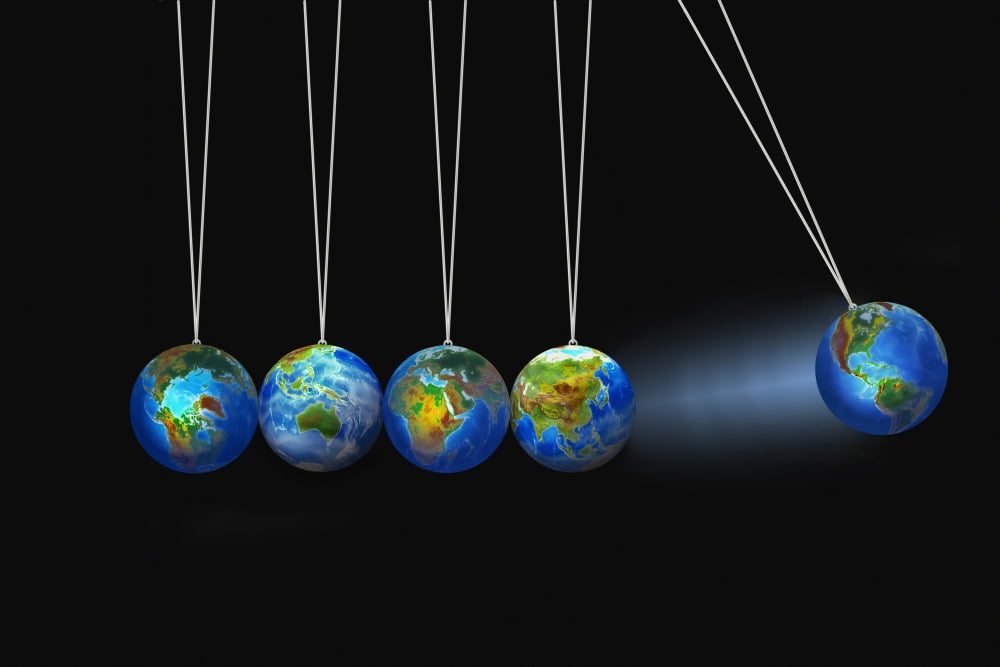 Swinging Globes Canvas Art - Don Hammond Design Pics (34 x 22)