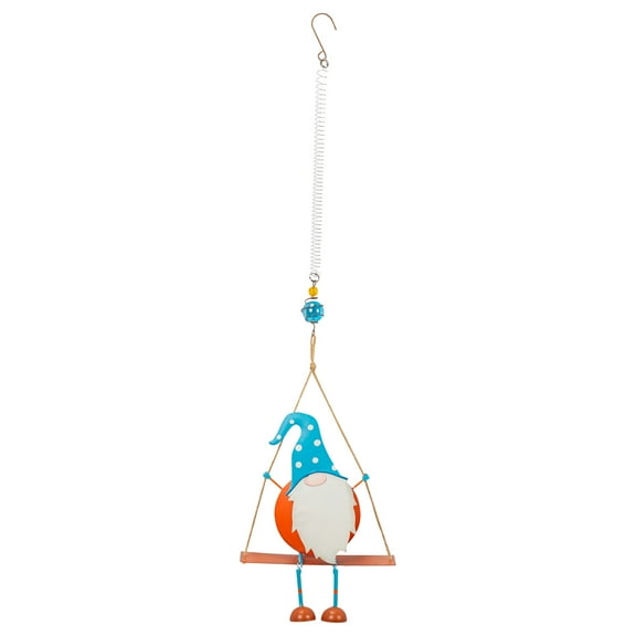 Swinging Gnome Bright Blue Inches Metal Hanging Bouncy Garden Decoration