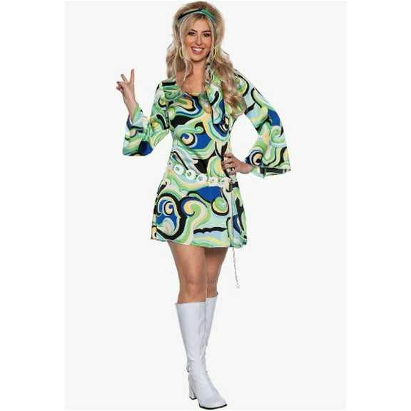 Swinging Mod Mini Dress - Green - 1960's 1970's - Costume - Women - XL