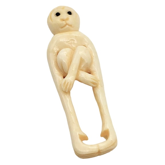 Swinging Monkey Carved Waterbuffalo Bone Bead | 51x16x12mm |
