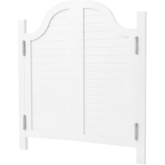 Swinging Solid Wood Door, Cafe Salon Half Waist Door with Hinges for Kitchen Shop Entrance Pub Coffee Partition, L:35.43" x H:35.43" (White)