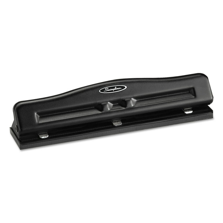 Swingline 11-Sheet Commercial Adjustable Three-Hole Punch, 9/32 inch Holes, Black