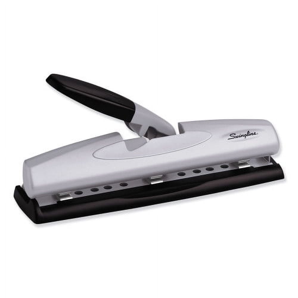 Swingline 12-Sheet LightTouch Desktop Two- to Three-Hole Punch, 9/32" Holes, Black/Silver, Each