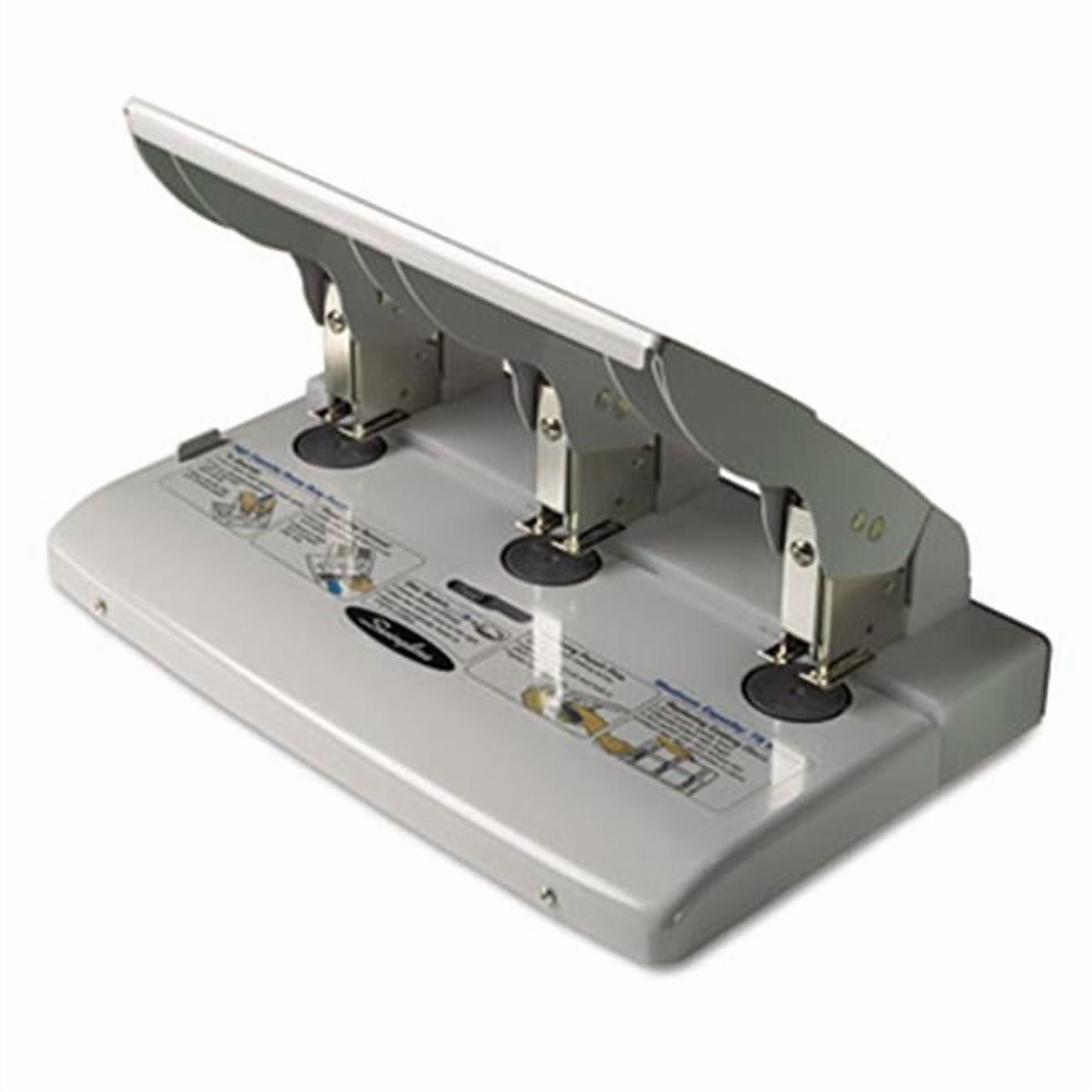 Swingline  75-Sheet Heavy-Duty 3-Hole Adjustable Punch  9/32   Holes  Putty/Gray