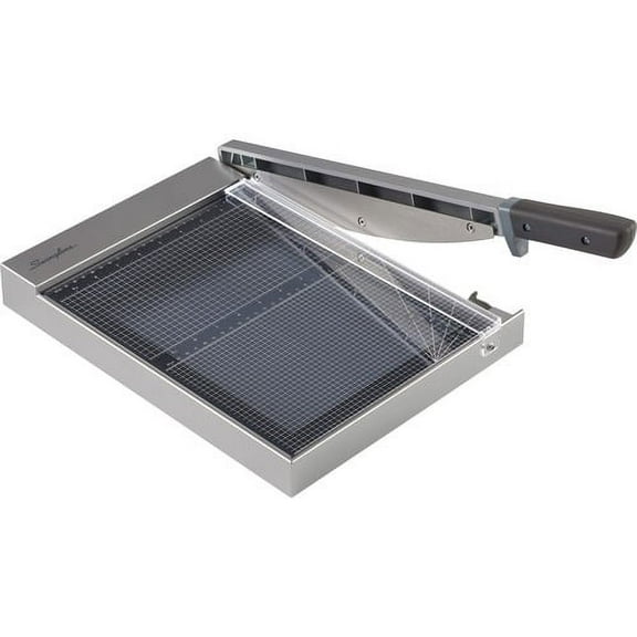 Swingline ClassicCut Guillotine Glass Trimmer - 15 Sheet Cutting Capacity - 12" Cutting Length - Safety Latch - Tempered Glass - Gray - 1 Each | Bundle of 2 Each