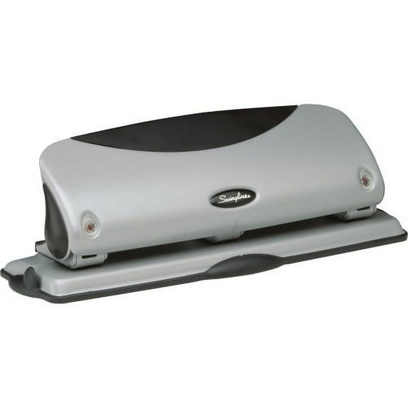 Swingline EasyView Desktop Punch 3 Punch Head(s) - 12 Sheet Capacity - 9/32" Punch Size - Black, Silver