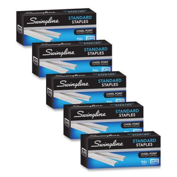 Swingline S.F. 1 Standard Staples, 0.25" Leg, 0.5" Crown, Steel, 5,000/Pack, 5 Packs/Box, Each