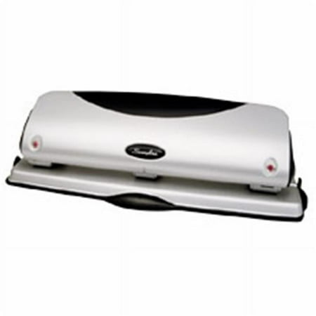 Swingline SWI74063 Easy View Hole Punch- 3-Hole- .28in. Holes- Silver-Black