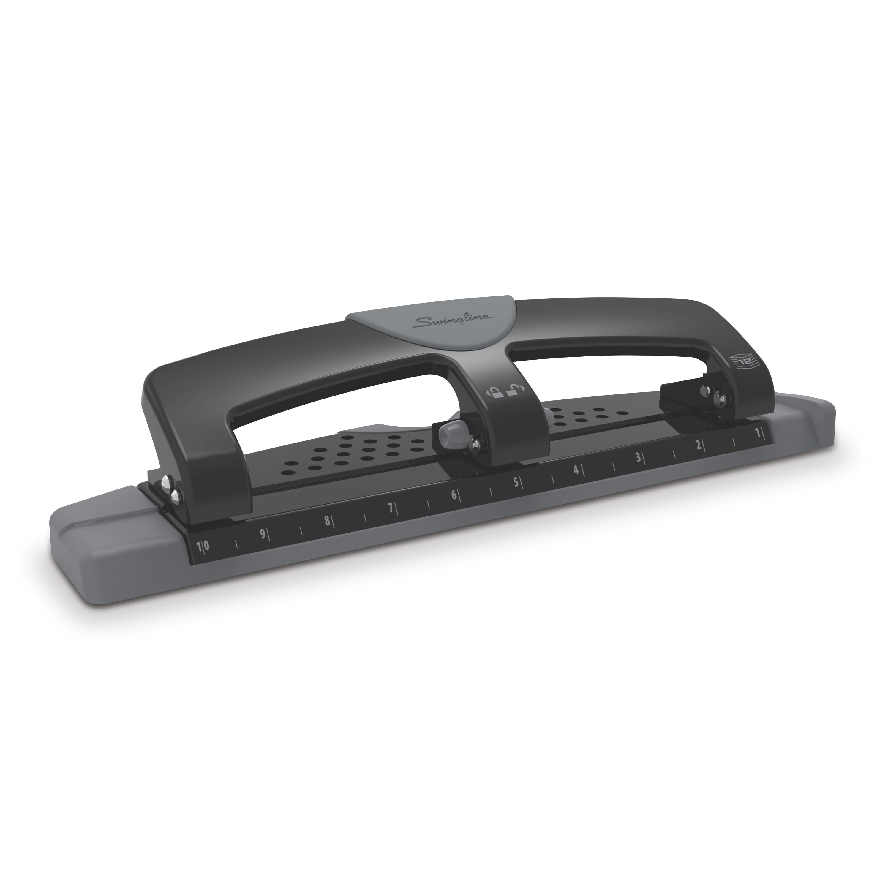 Swingline 74150 24-Sheet Easy Touch Three- to Seven-Hole Punch 0.28 in. Holes - Black