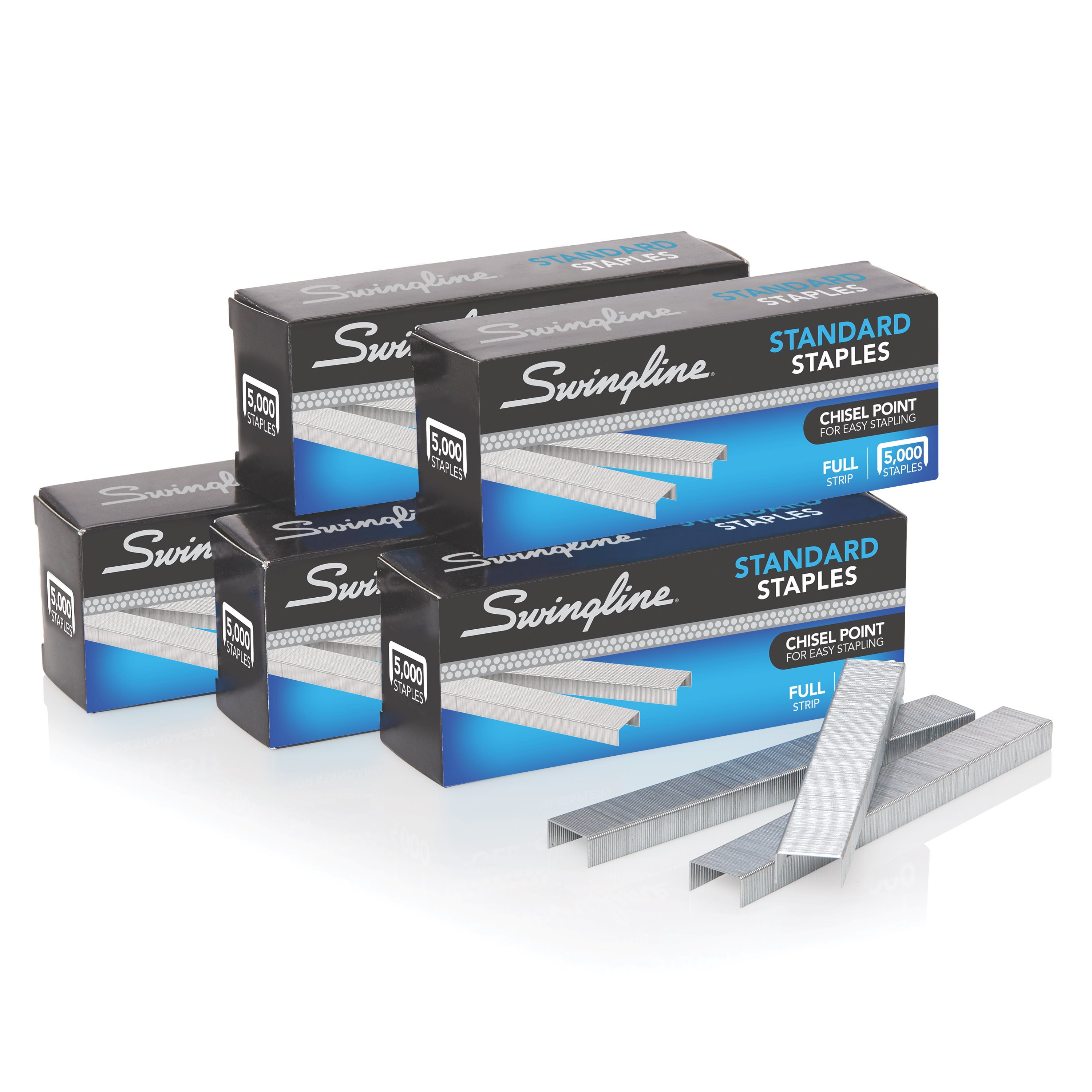 Basics Standard Stapler Staples, 1/4 Length, 50000 Count, 10-Pack  of 5000, Silver