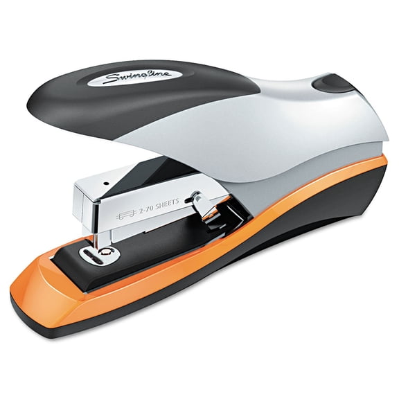 Swingline Stapler, 70 Sheet Capacity, Optima 70, Jam Free, Reduced Effort, Soft Grip, Metal, Silver/Black/Orange (87875) CA1