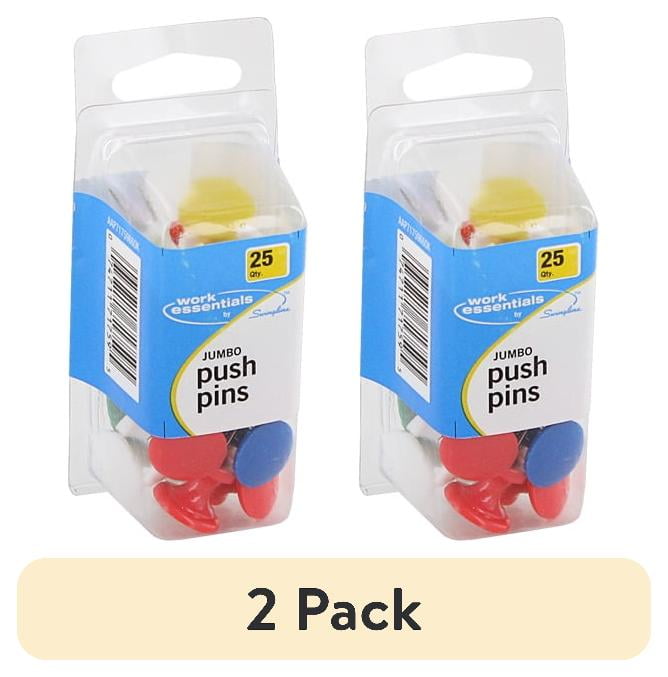(2 pack) Swingline Work Essentials Jumbo Push Pins, Assorted Colors, 25 ...