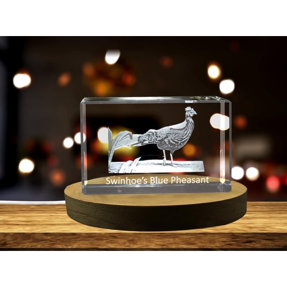 Swinhoe’s Blue Pheasant 3D Engraved Crystal 3D Engraved Crystal Keepsake/Gift/Decor/Collectible/Souvenir
