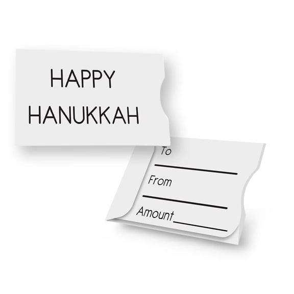 Swipe It Hanukkah Gift Card Holder 25 Pack Money Credit Card Size Paper Gift Card Sleeves Bulk, Happy Hanukkah Jewish Holidays Party Holiday Gifts, White