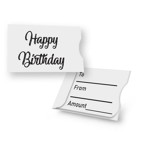 Swipe It Birthday Gift Card Holder 50 Pack Money Credit Card Size Paper Gift Card Sleeves Bulk, Happy Birthday Party Gifts, White