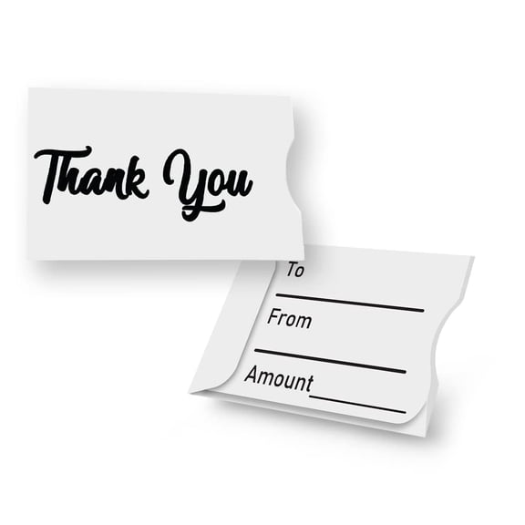 Swipe It Thank You Gift Card Holder 25 Pack Money Credit Card Size Paper Gift Card Sleeves Bulk, Appreciation Gifts, White