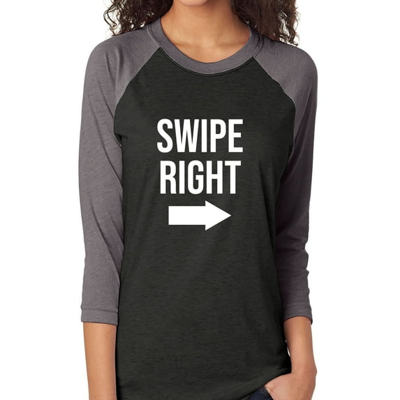 Swipe Right Unisex 3/4 Sleeve Baseball Raglan Tee