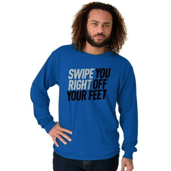 Swipe You Right Off Your Feet Dating Plus Size Long Sleeve Graphic Tee Shirt Brisco Brands 2X