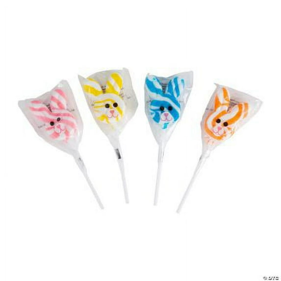 Swirl Bunny Lollipops - 12 Pieces - Individually Wrapped - Birthday Party Candy Supplies for Kids