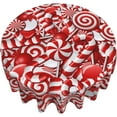 thumbnail image 1 of Swirl Candy Christmas Round Tablecloth White and Red Xmas Table Cover Washable Tablecloths for Kitchen Dining Party Home Decor 60 inch, 1 of 6