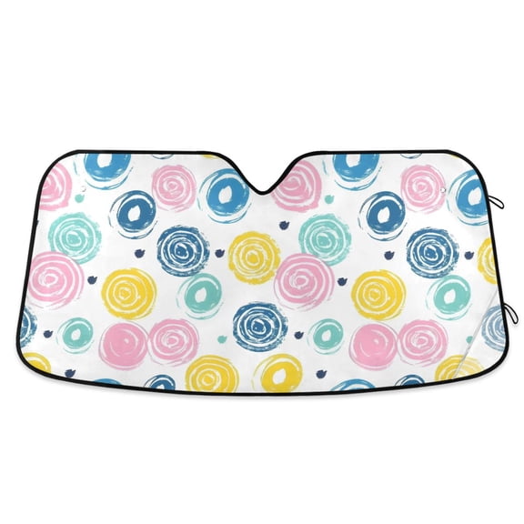 Swirl Circle Car Windshield Sun Shade Foldable Car Front Window Visor Heat and UV Protection 53x23.5