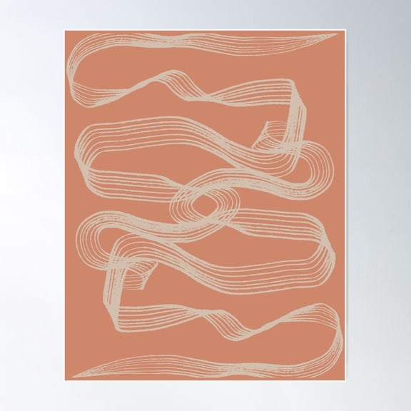 Swirl Contemporary Art Terracotta Poster Wall Art, Modern Wall Decor For Living Room Bedroom, 16x24 UNFRAMED