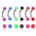 thumbnail image 1 of Swirl Eyebrow Ring/Cartlige Tragus/Nipple/Snake Eyes UV Acrylic 16G (1.2mm) (Packaged Deal (10) Pieces - Various Colors), 1 of 2
