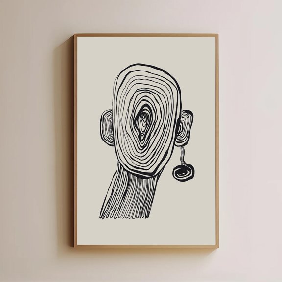 Swirl Face Surreal Line Portrait Poster Unframed Paper Print