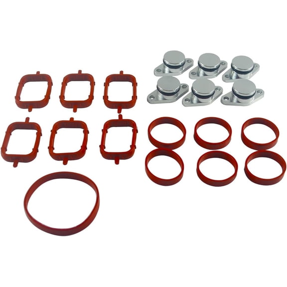 Swirl Flap Delete Kits with Inlet Manifold Kit - 6 Valve Cap 22mm & 13 Inlet Gasket for BMW