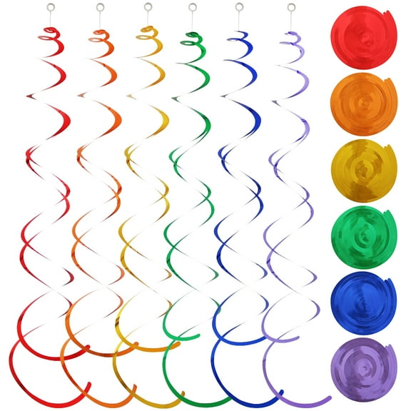 Swirl Foil Decorations Hanging Set, Streamers for Themed Party, Birthday, Celebration, 36 Pcs, Colorful