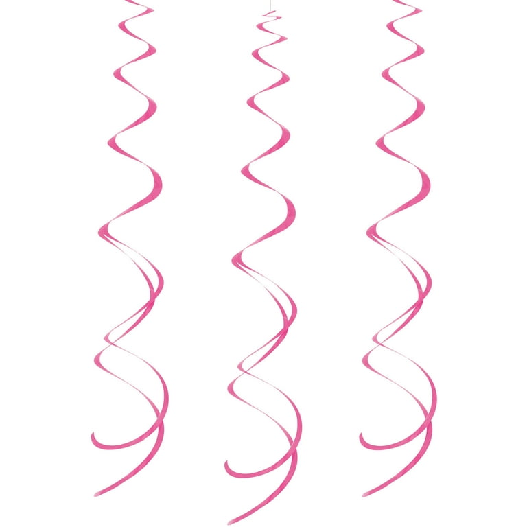 66cm Plastic Hanging Swirl Hot Pink Party Decorations Pack of 8 for sale  online