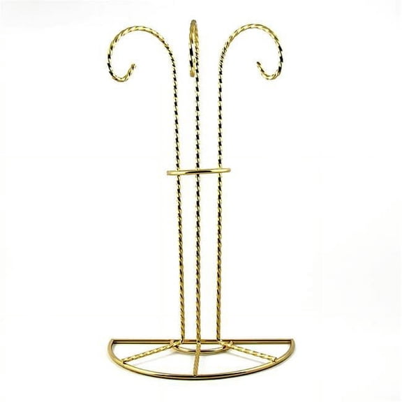 Swirl Legs Gold Tone Metal 3 Ornaments Stand 11 Inches