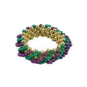 Swirl Mardi Gras Bead Bracelet Purple, Green, Gold