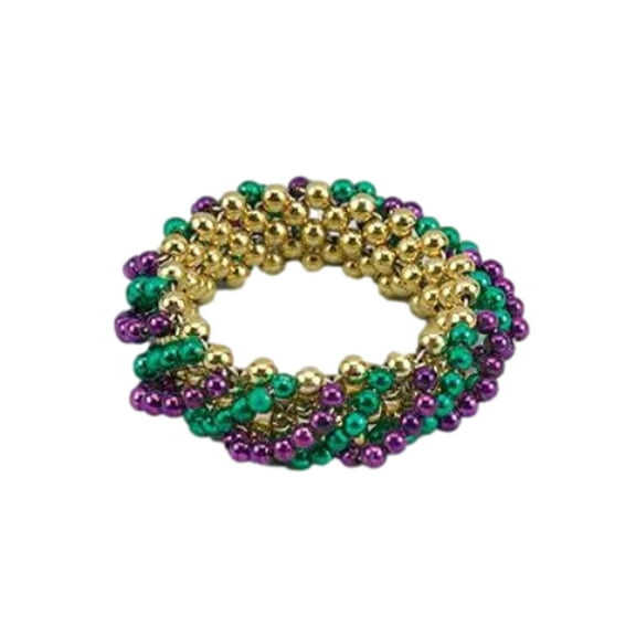 Swirl Mardi Gras Bead Bracelet Purple, Green, Gold