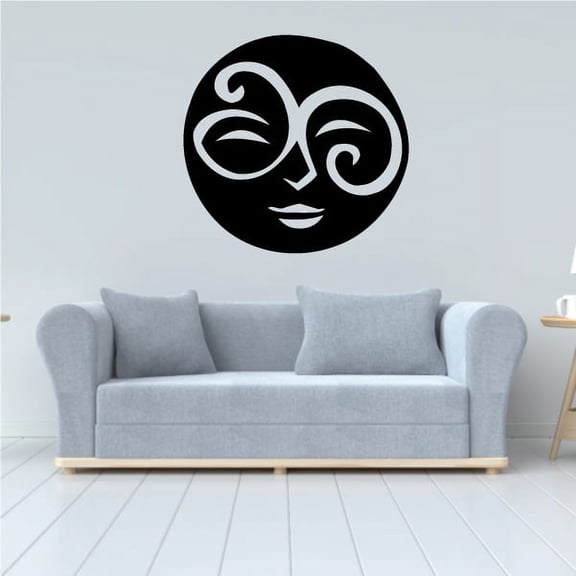 Swirl Moon Face Decal - 36 Inches