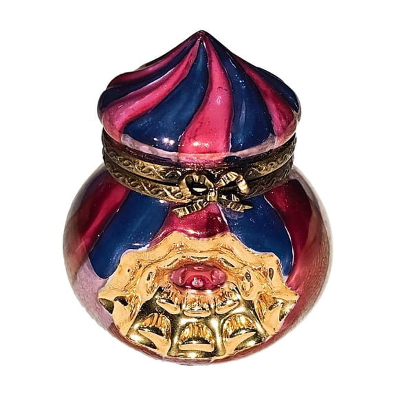 Ornament Swirl Pink Gold Christmas Tent Top for Home Decor Limoges Box Porcelain Figurine