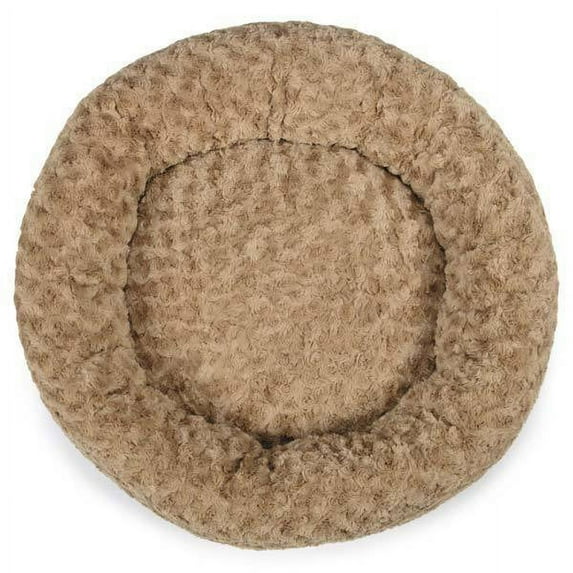 Swirl Plush Donut Dog Beds Cozy Bolster Sides Skid Resistant Choose Color & Size (Oatmeal - Small 18")