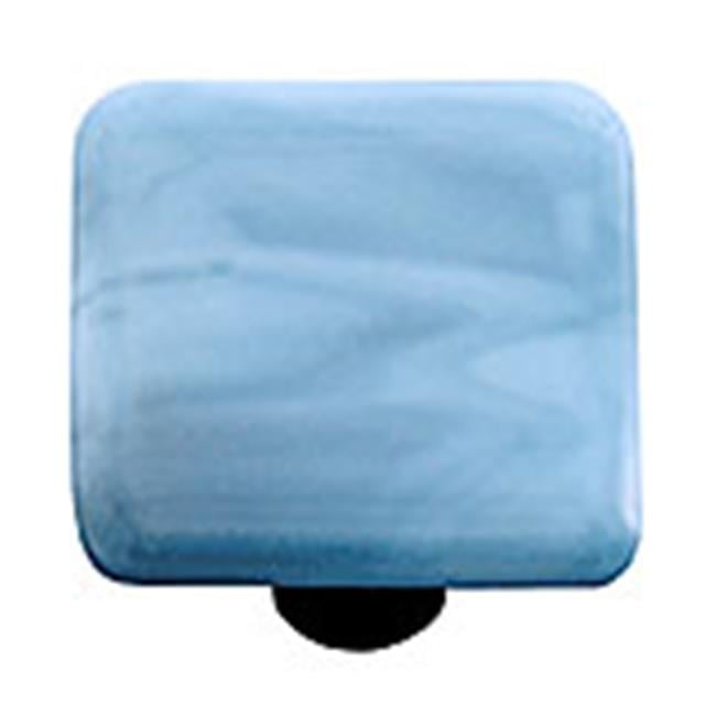 Swirl Powder Blue Square Glass Knob Aluminum Post